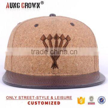 custom design cork snapback cap hat