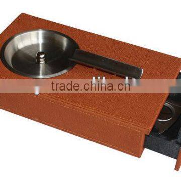 Hot sale cool smokeless brown real leather ashtrays