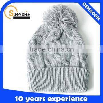 Winter acrylic beanie,wholesale pom beanie,good quality beanie knitted hat