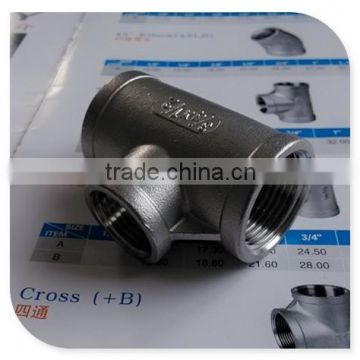 3/8" Tee 3 way Female stainless steel 304 threaded pipe fitting NPT