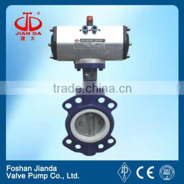 Four fluorine butterfly valve with pneumatic actuator