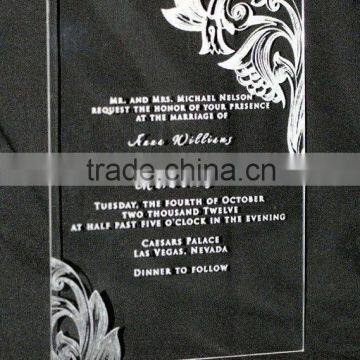 High Transparent custom high quality acrylic invitation