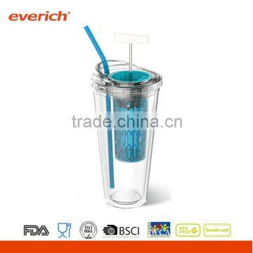 New 20oz AS Double Wall Water Tumbler With Fruit Infuser Straw Lid photo-2