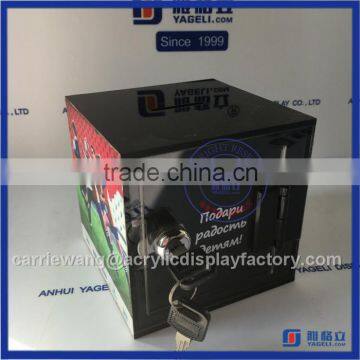 China supplier acrylic donation box / black collection box with printing logo