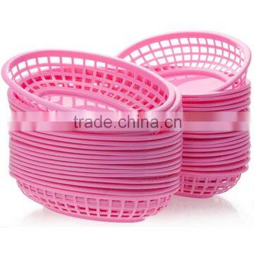 12 NEW High Quality Tablecraft Classic Small Pink Oval Plastic Diner Basket Barbecue Serving Baskets Vintage Fast Food Baskets