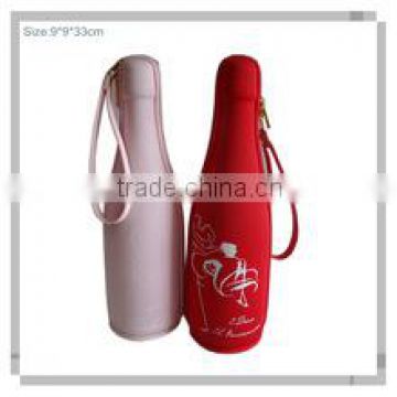 custom eva single wine carrier bag with handle in printed logo by fabric