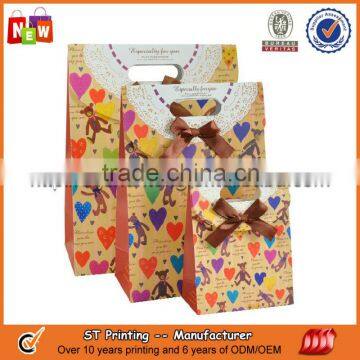 Cmyk color craft paper bag with handle