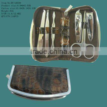 grey Manicure Set Nail Clipper Kit in PU Case fo man
