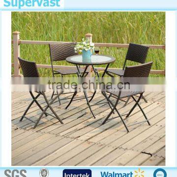 Wholesale Cheap Outdoor Resin Wicker 5PC Folding Dining Set