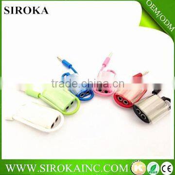 fastion music earphone splitter adapter cable 3.5mm For iPhone/ iPad ,Samsung mobile phones, Tab, etc.