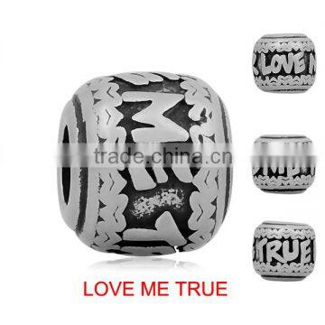 Ready Stock 14 Styles10*11mm Characters Stamped Vintage Tone 316L Stainless Steel European Charm Beads SEB-LG566
