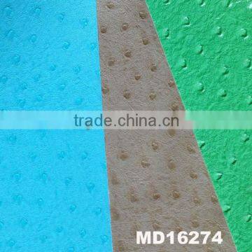 Wenzhou PU glazed ostrich leather for lady handbags