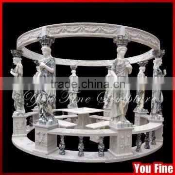 Carved luxury Garden Marble Round Gazebo