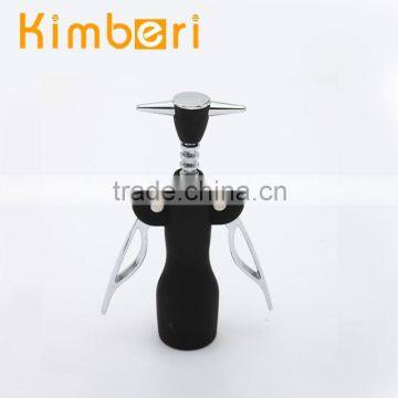 hot sale zinc alloy corkscrew red plastic wine opener