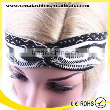 bohemian black white printing yoga sports head band