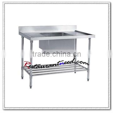 S032 Single Stainless Steel Bench Sink With Pot Shelf