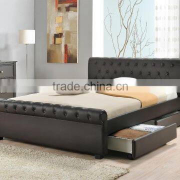 Chesterfield Leather Bed With Drawer