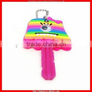 Rainbow color 3d soft pvc key cover with 7MM real googly eyes (MYD-0923)