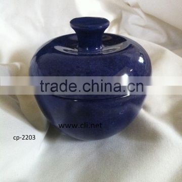 Dark Blue Apple Shaped Candy Pot