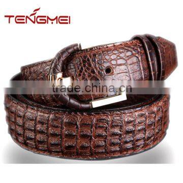 Mens womens genuine leather belt crocodile pin buckle designer Strap brown