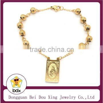China Supply Stainless Steel Catholic Gift JESUS / Our Lady of Mt Carmel Devotional Cord Scapular Rosary Beads Prayer Bracelet