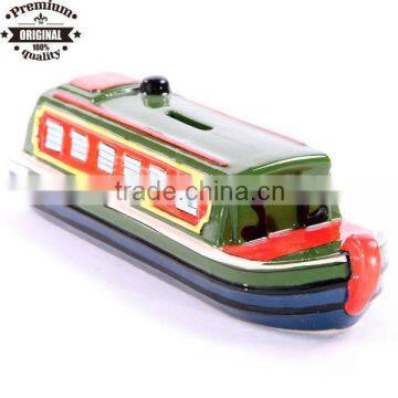 Ceramic boat ship coin bank