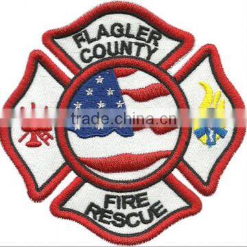 Fire rescue unfiom embroidered patches for clothing with iron on backing