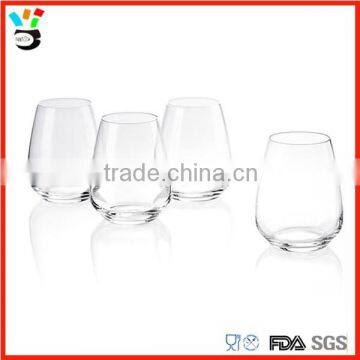 hand blown drinkware good quality clear glass red wine glass without stem