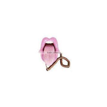 Super Mouth Shape Diamond Rhinestone Novelty Cord Phone Teleph Pink