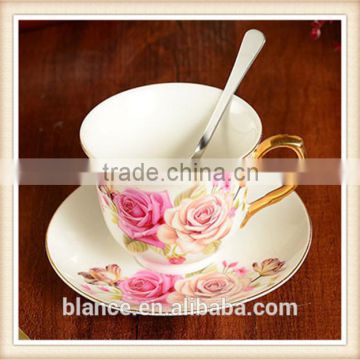 ceramic coffee cup set for one person use in old fashioned english style