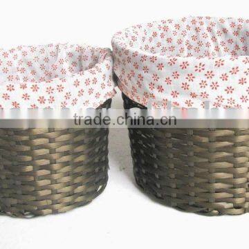 Round PP Rattan Woven Storage Basket Set of Two