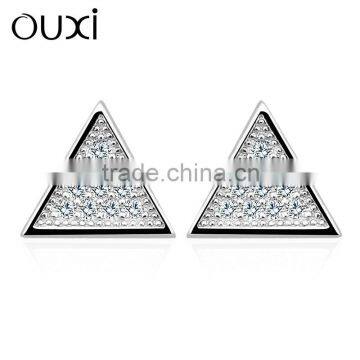 OUXI 2015 fashion triangel jewelry rhinestone stud earrings Y20235