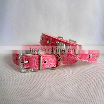 Crocodiel PU Leather Western Skull Crystal Rhinestone Buckle Dog And Cat Pet Collar