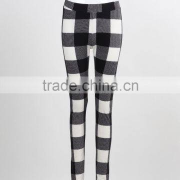 F5W31043 New Arrival Plaid Leggings Women Fashion Check Leggings