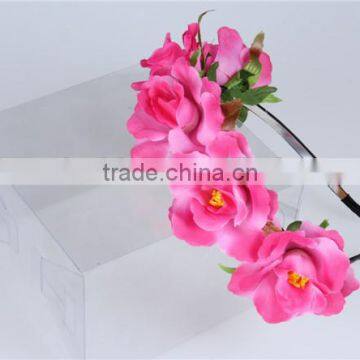 Bulk Cheap Cute Hair Accessories, Kawaii Light Rose Pink Fabric Frilly Flower Headbands for Girls photo-6