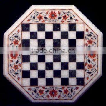 Marble Inlay Table Tops , Chess Table Tops