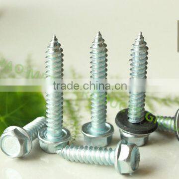 slivery hex head self tapping screw with black rubber from China