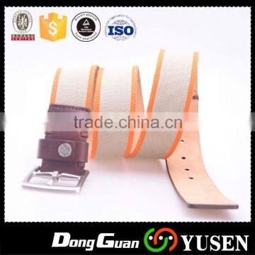 China Wholesale Canvas Belt High Quality Custom Woven Belt With Leather Inlay