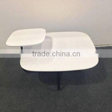 New arrival two layer square matt white painting side coffee table