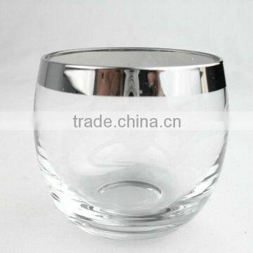 Handblown silvr band glass tumbler