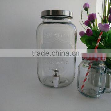 4L Juice Glass Jar With Tap and Glass Beverage Dispenser With Tap , Glass Demijohn With Tap photo-2