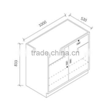 2 top drawers and 2 hanged doors under bench metal dental lab cabinet in chemistry lab furniture