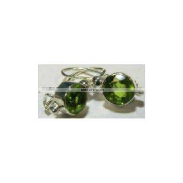 SILVER GREEN STONE EARRINGS 16313