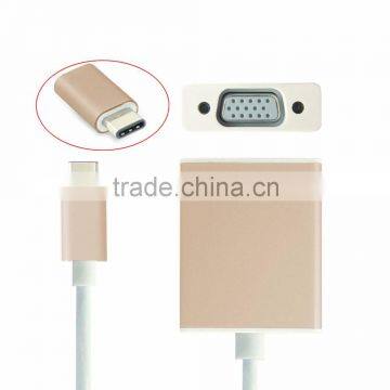 For New 12" Macbook 1080p Aluminium USB Type C to VGA Adapter