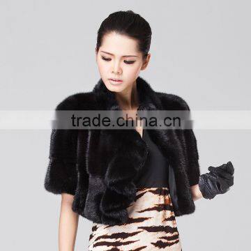 Black short mink fur women coat wholesale