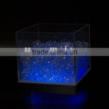 Rechargeable acrylic led ice bucket, square led beer bucket for party