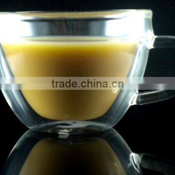 Double wall glasses cup with saucer thermal coffee cups