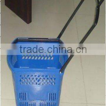 Protable shopping basket with wheels for supermarket and retails shops