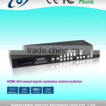 Super quality HDMI 4x4 Mixed inputs Seamless Matrix Switcher with IR , RS-232 , TCP/TP