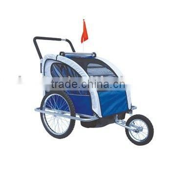 2in1 Double Child Baby Bike Trailer and Stroller - Blue